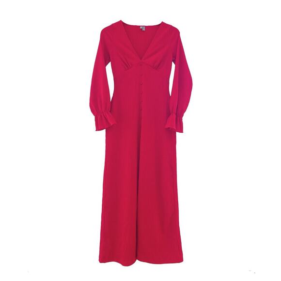 Asos Red Button Down Maxi Dress Sz 4 - Picture 1 of 8